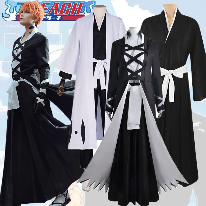 Anime Bleach Kurosaki Ichigo Trang Phục Cosplay Cho Người Lớn Kuchiki Rukia Kimono Áo Choàng Áo Choàng Phù Hợp Với hóa trang Halloween Role-Playing Trang Phục