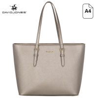 David Jones Paris กระเป๋าสะพายสำหรับผู้หญิงกระเป๋าหนังพียูสะพายข้างขนาดใหญ่ ดำกระเป๋า สีทึบ สีดำ