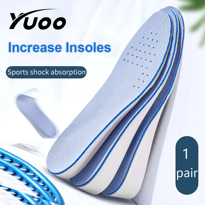 Yuoo 1Pair Ultra Thin Invisible Height Increase Insoles with Breathable Comfortable Polyester Bottom Shoe Insole Height 1-3.5cm Unisex
