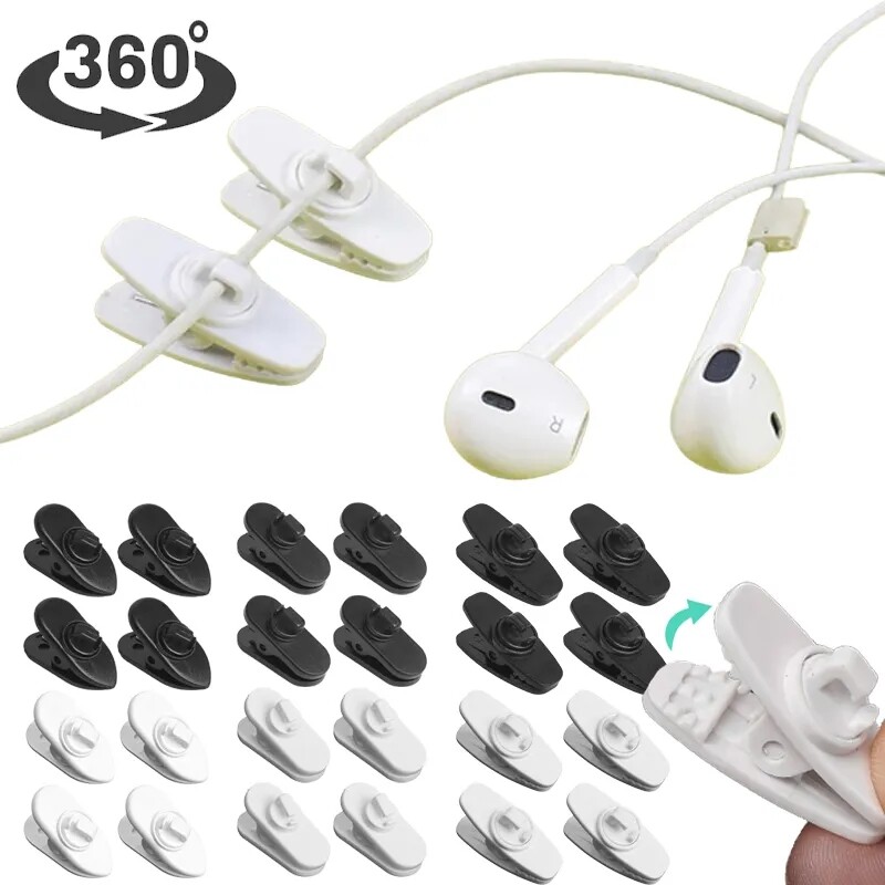 5/10 cái tai nghe có dây dữ liệu cáp dây Giá đỡ cố định điện thoại 360 độ xoay Tai nghe mp3 dây âm thanh chống lạc chống rơi Áo sơ mi cổ áo ve áo Clip