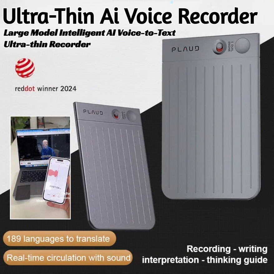 Large Model Intelligent AI Voice-to-Text Ultra-thin Recorder Transcribe Summarize Language Translation Smart Recorder