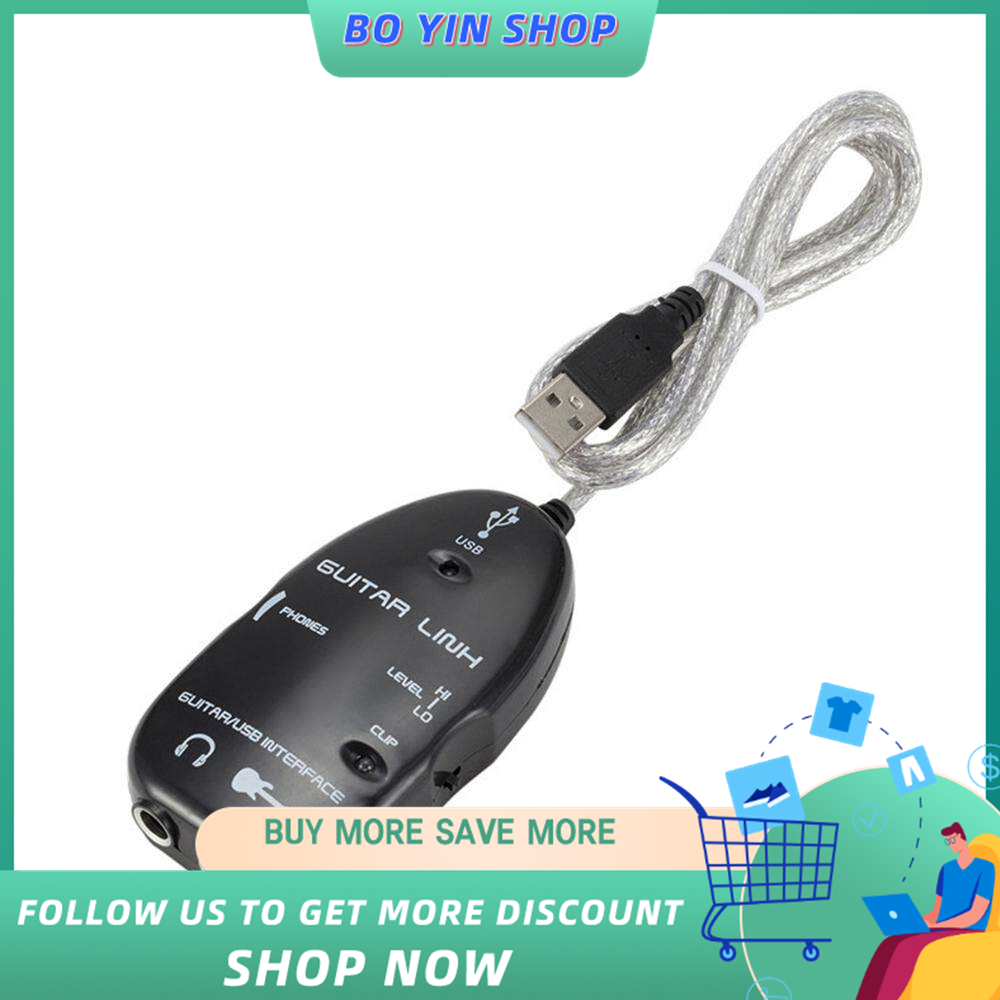 Guitar to USB Interface Link Cable Adapter Audio Connector Recorder for PC/Computer