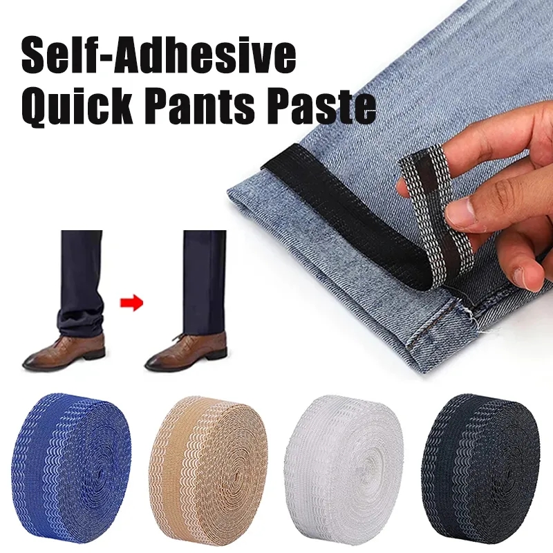 Self-Adhesive Pant Paste Iron on Pants Edge Shorten Repair Pants Tape Leg Sticker Trouser Opening Shortening Sticker