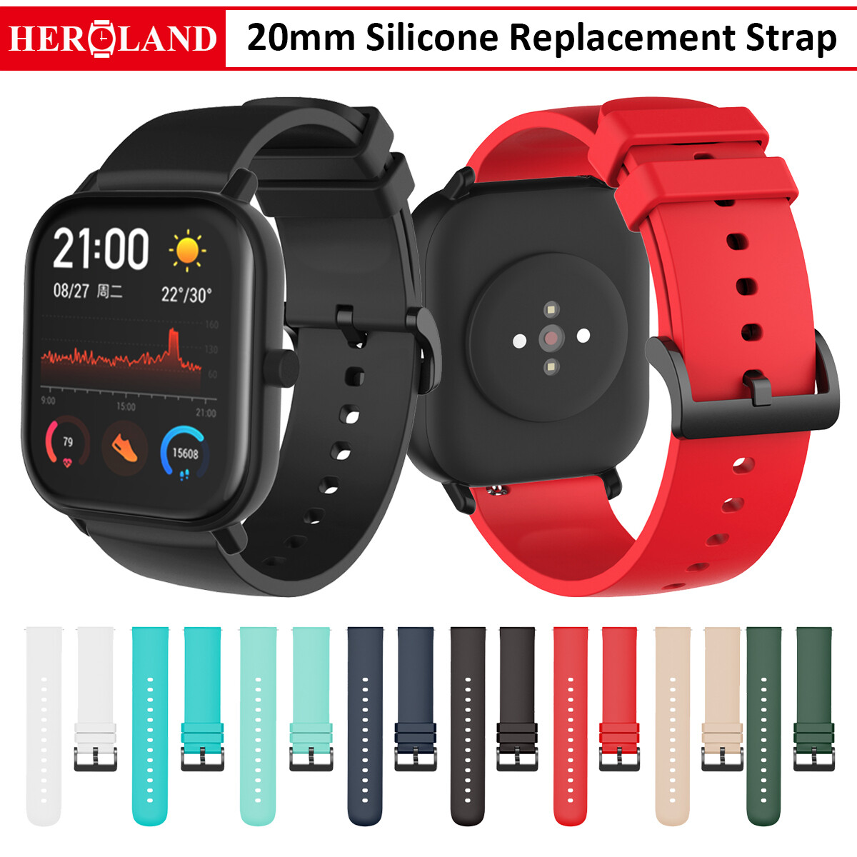 Dây Đeo Silicon 20Mm Dây Đeo Đồng Hồ Cho Amazfit GTS 3 GTS 2 Dây Đeo Cổ Tay Mềm Dây Đeo Thay Thế Thông Dụng Cho Amazfit BIP U Pro/Bip Lite/S/Pop Pro
