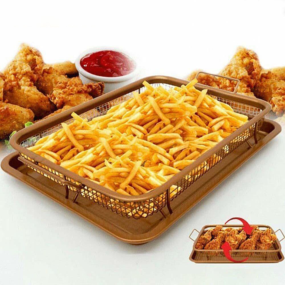 Gambar Frying Basket Mesh Oven Mesh Oil Strainer Detachable Portable Fries Food Kitchen Colander Chips Crisp Baking Tray Multicolor