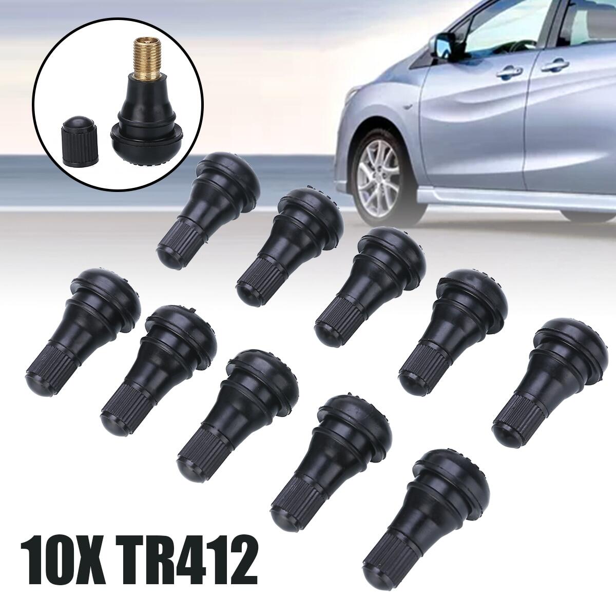 10pcs TR412 Short Tubeless Snap-in Vavle Black Rubber Tyre Valve Stems Moped Motorcycle Car Quad for Wheels Tires Parts
