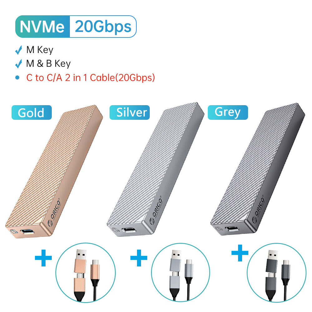 Vỏ Bọc SSD M.2 PCIe NVMe 20Gbps Bộ Chuyển Đổi Nhôm ORICO Type C Sang M-key B + M Key Vỏ Ổ Cứng Thể R
