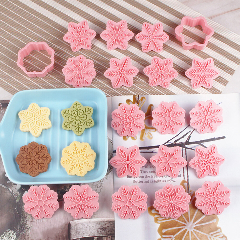 Gambar 9 PCS Cookie Cutters Plastic 3D Cute Cartoon Pressable Biscuit Mold Cookie Stamp Kitchen Baking Pastry Bakeware