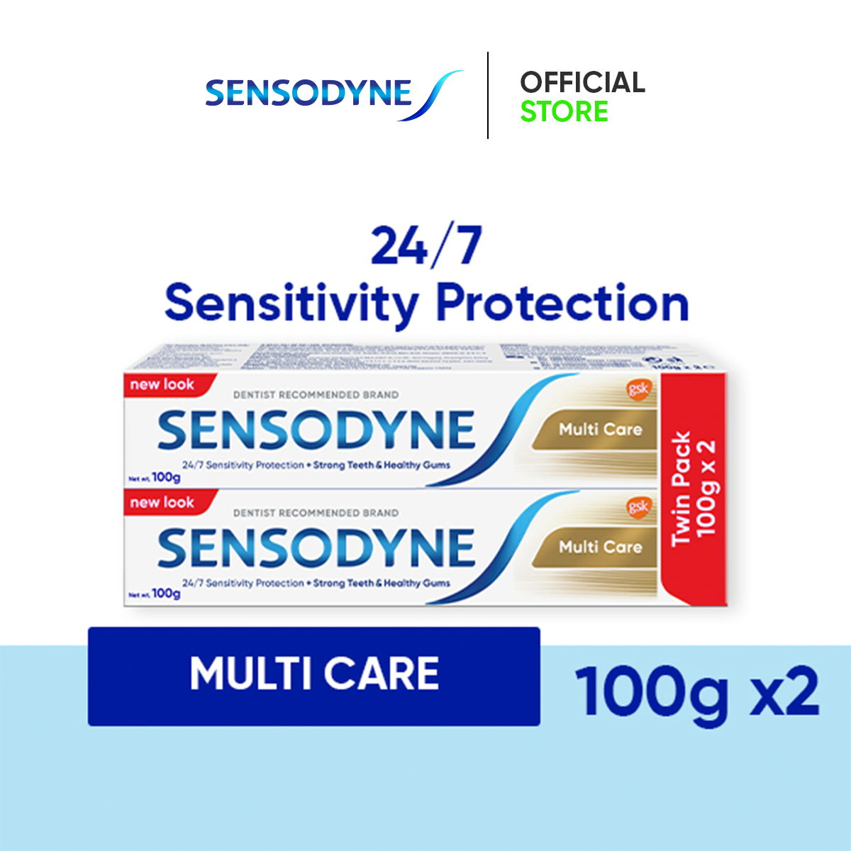 Sensodyne 24/7 Sensitivity Protection Fluoride Toothpaste Multi Care Twin Pack 100g X 2 Harga 26 Ringgit*Penghantaran Percuma
