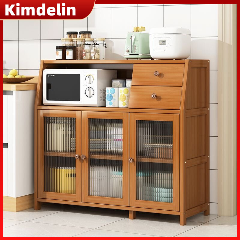 KIMDELIN Kitchen Cabinet with Door Drawer Wooden Bamboo Locker Floor Multi-functional Cupboard Storage Rack Sideboard ราคา 1,299 บาท*ส่งฟรี