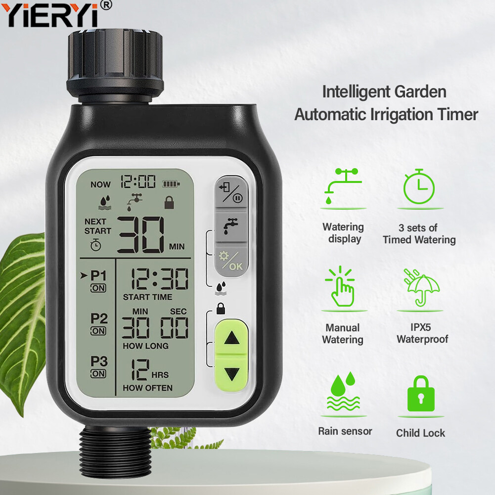Yieryi Automatic Garden Watering Timer Digital Irrigation Timer Intelligent Sprinkler Timer Outdoor Irrigation System/Save Water &Time