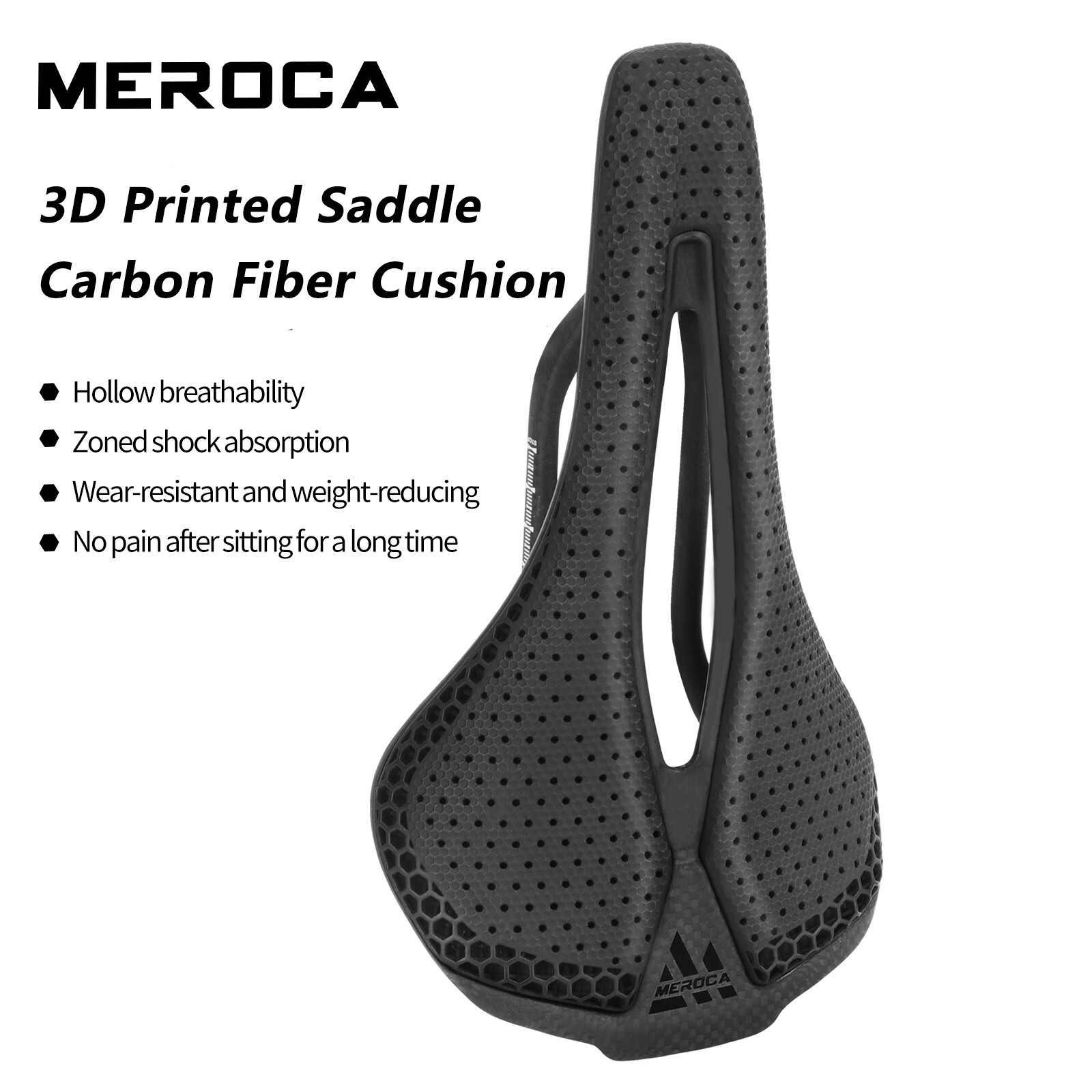 Meroca sợi carbon Yên xe đạp đường trường 3D đệm in hình T800 Carbon Comfort Sốc Đua Yên Ngựa Xe Đạp Phổ siêu nhẹ Đệm