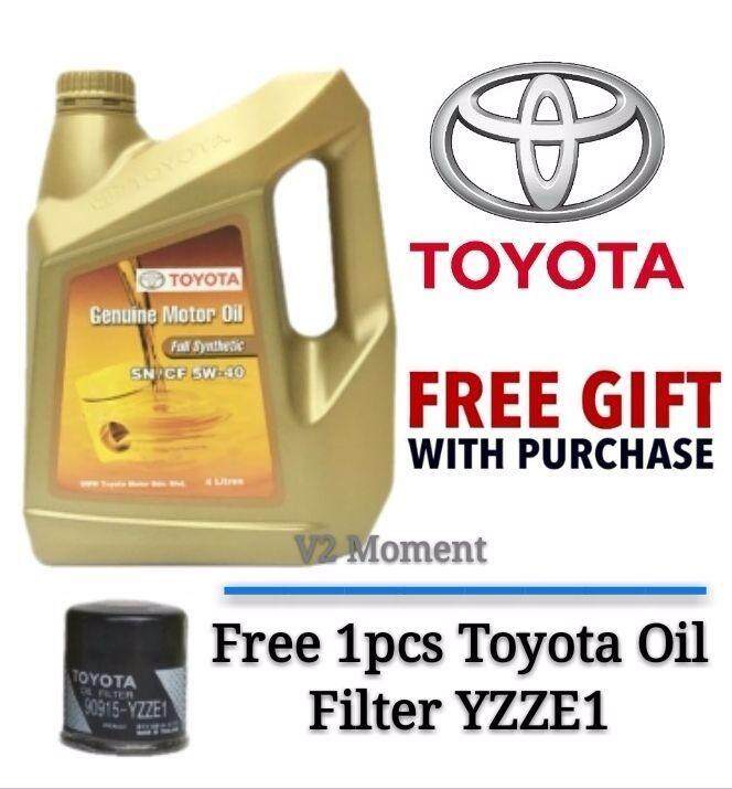 Toyota Fully Synthetic SN/CF 5W40 Genuine Engine oil+FOC Toyota YZZE1 Oil Filter