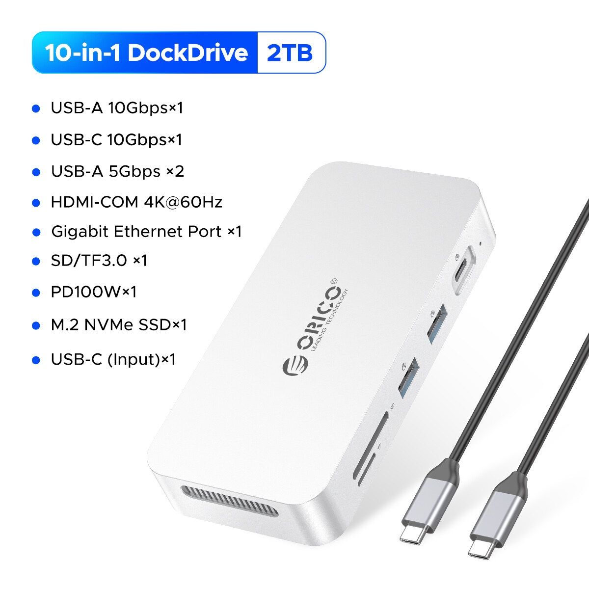 ORICO USB Hub Di Động SSD Với 2Tb SSD ngoài trạm nối Loại C Để HDMI Tương Thích Adapter 4K 60Hz Usb3