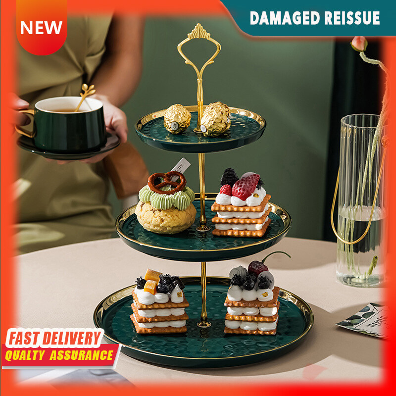 Gambar Nordic Phnom Penh Fruit Plate Home Three layer Creative Cake Snack Plate Ceramic Multi layer Fruit Rack