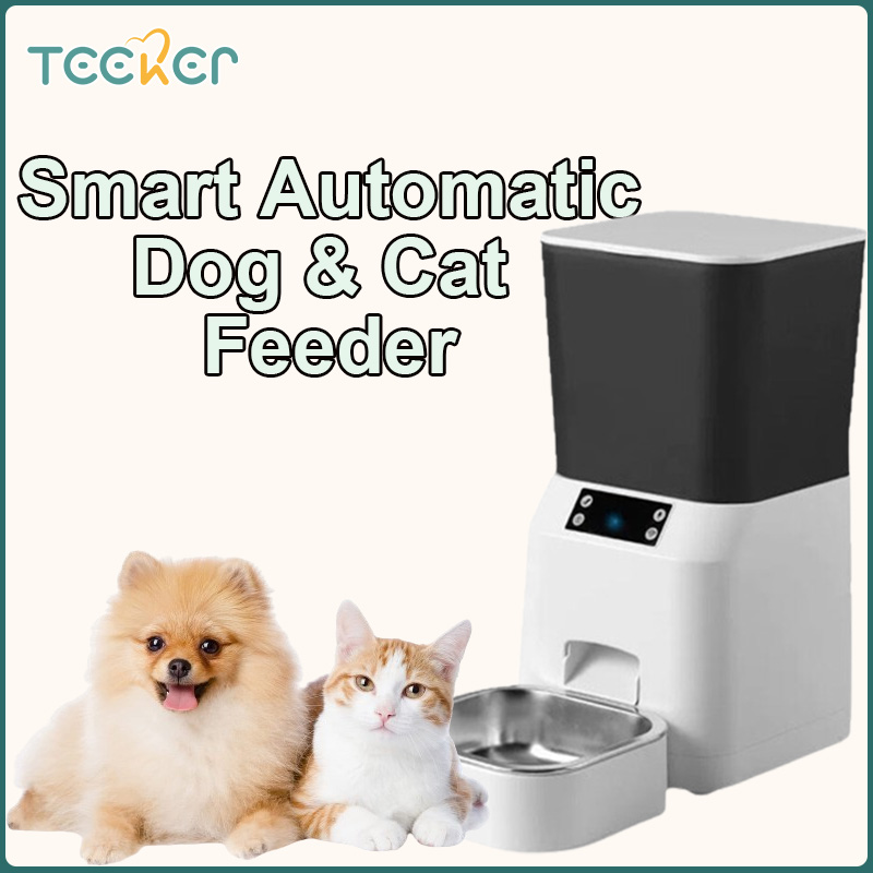 Teeker Pet Smart Automatic Cat Feeder 4.5L Reliable Automatic Cat Food Dispenser with Display LCD Screen for Easy Set Up ราคา 2,016 บาท*ส่งฟรี