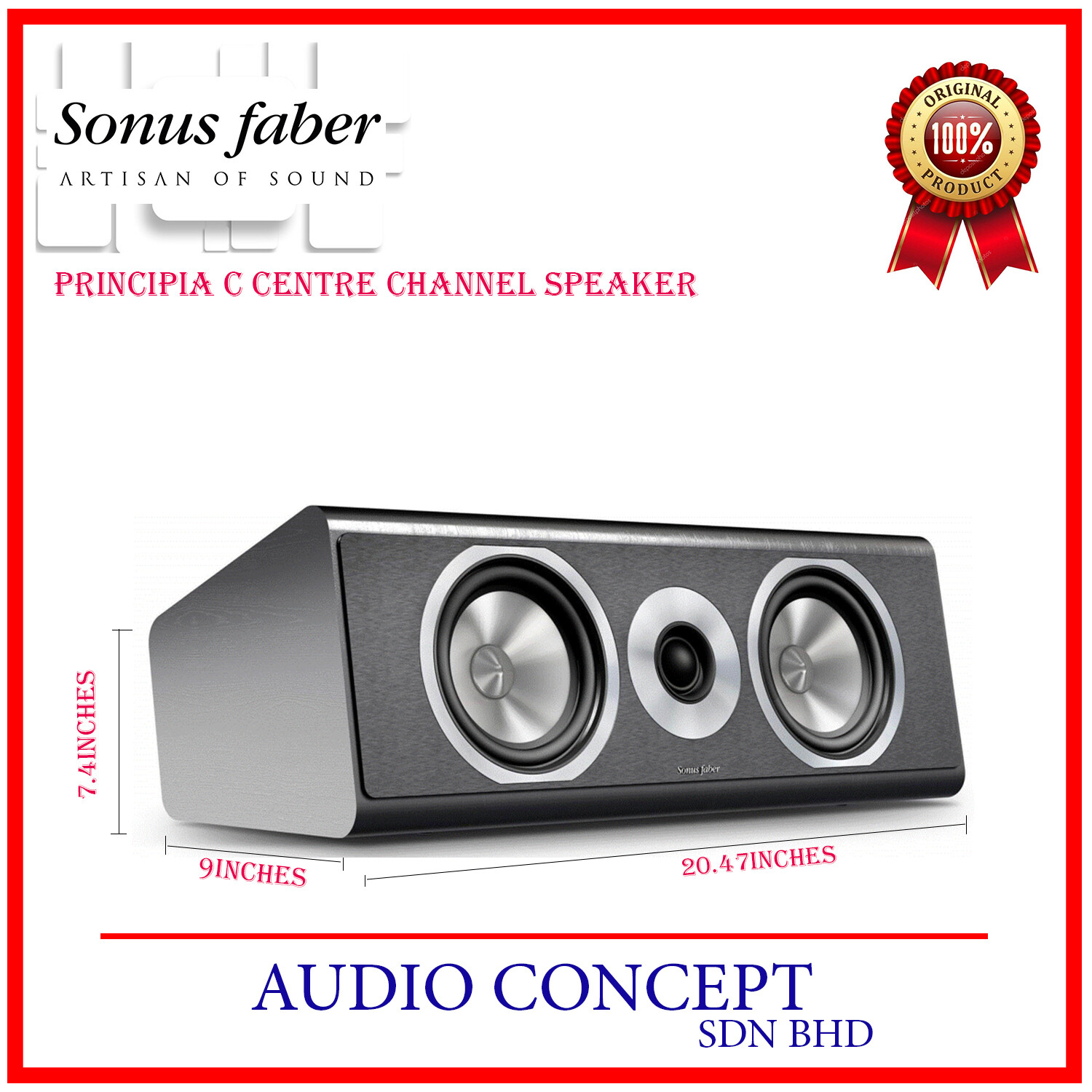 Sonus Faber Principia C Centre Channel Speaker (Black) Black Flat