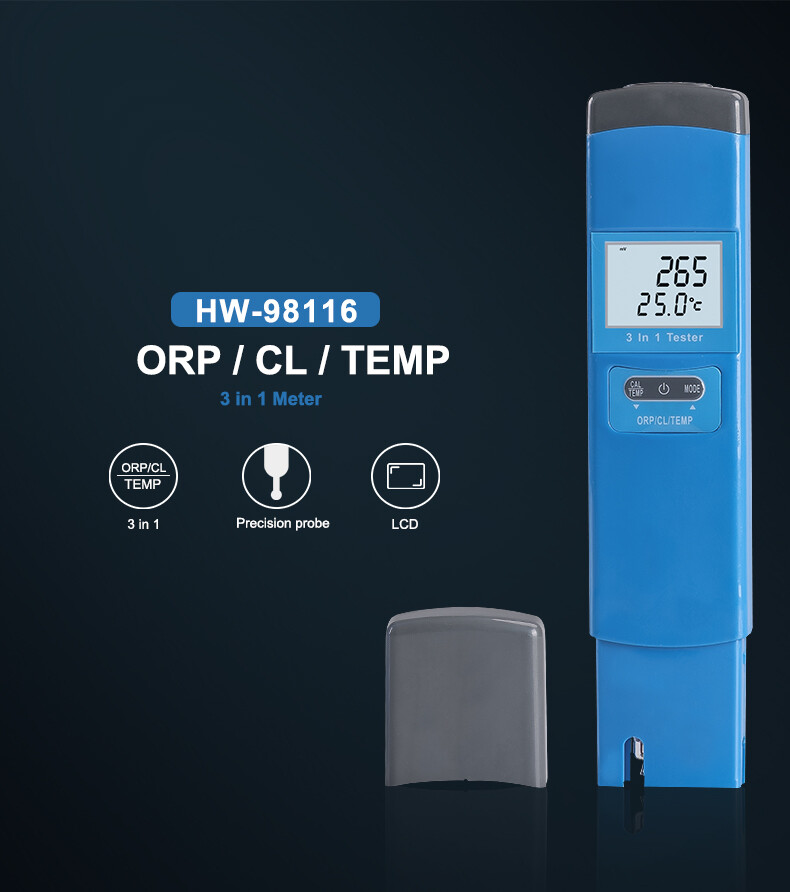 Rcyago 3-in-1 ORP CL Temp đồng hồ kiểm tra cho hồ bơi chất lượng nước hồ cá