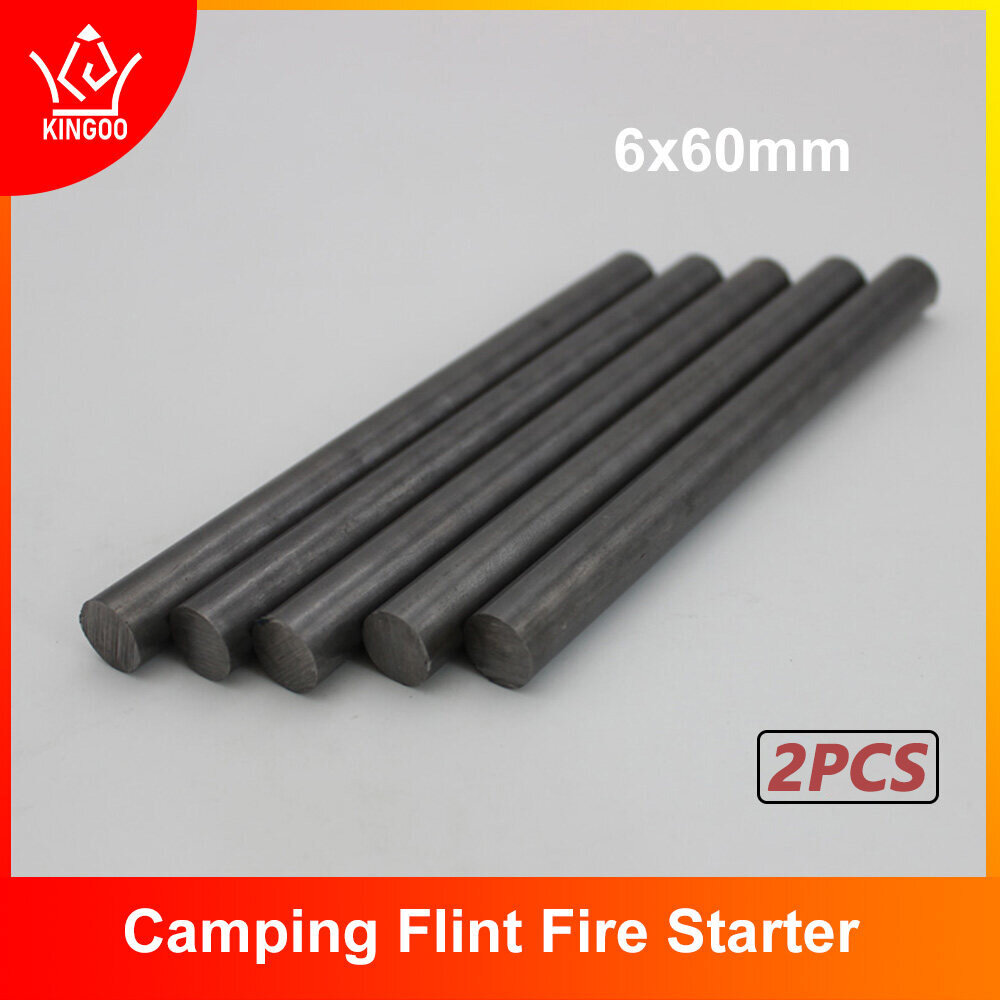 Kingoo 2 Chiếc Cần Sắt Ferrocerium Thép Đá Lửa Kích Hoạt Sinh Tồn Dụng Cụ Sinh Tồn Ngoài Trời