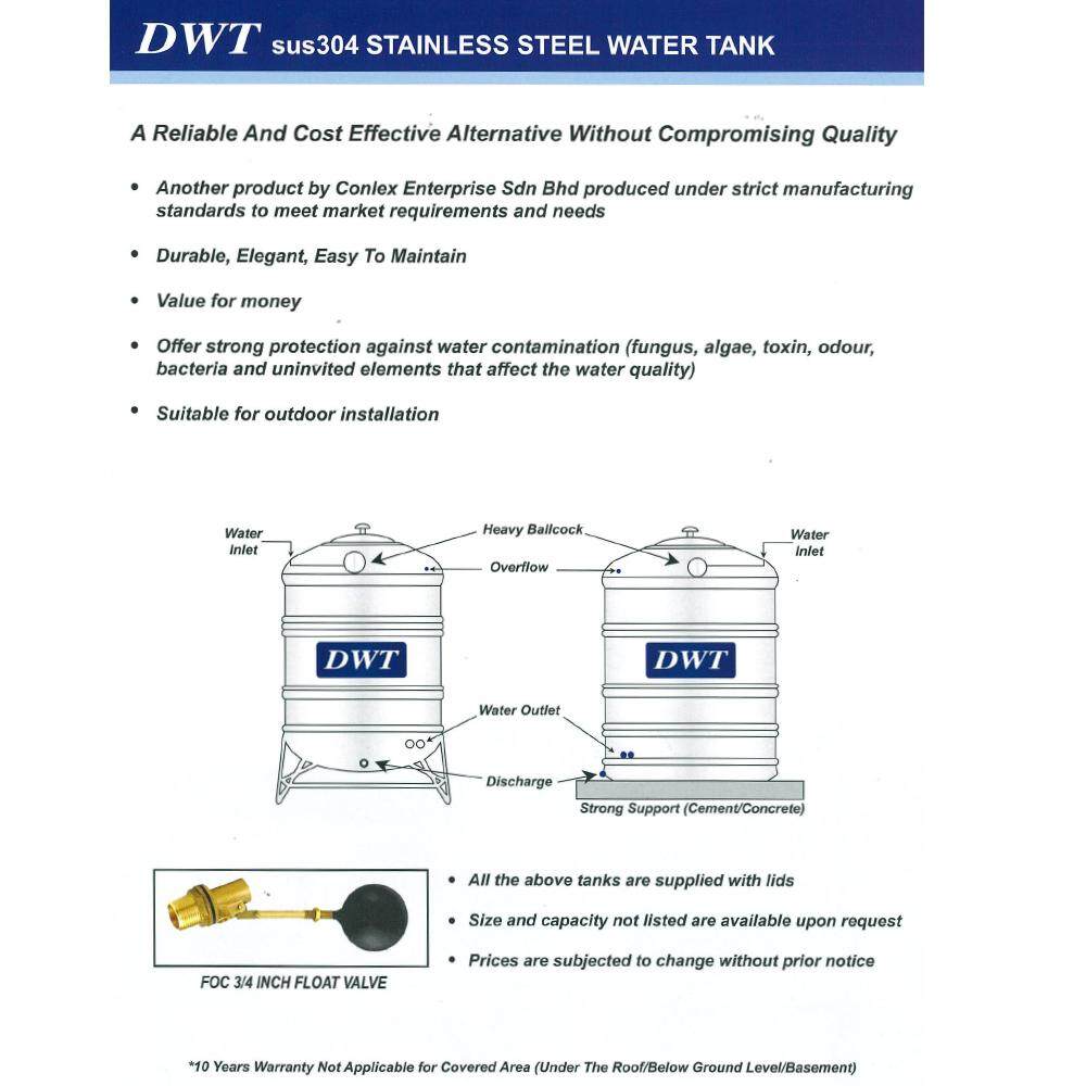 2000 Liter Dwt Stainless Steel Water Tank With Stand Round Bottom Lazada