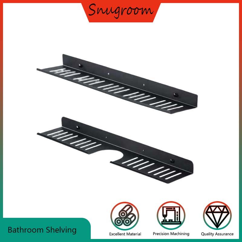 Snugroom Stainless Steel Drilled/Self-Adhesive Cosmetic Storage Bracket Wall Mounted Bathroom Shelving ราคา 195 บาท*ส่งฟรี