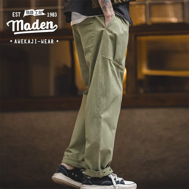  Maden Thương Hiệu Làm Việc Phong Cách nam thanh niên 2024 Mùa Thu Mới Nhật Bản Cổ Điển Hải Quân Xà Cạp Quý Ông Lỏng Lẻo Và Linh Hoạt Của Thời Trang Nam Giản Dị quần ống đứng 