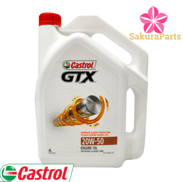 Castrol GTX 20w50 Semi Synthetic Engine Oil 4L Original 3384296