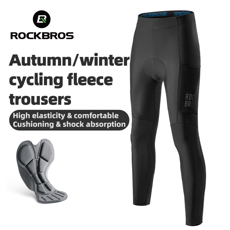ROCKBROS Men's Cycling Pant Autumn Winter Fleece Warm Windproof MTB Road Bike Trousers Sponge Pad Shockproof Cycling Pants ราคา 870 บาท*ส่งฟรี