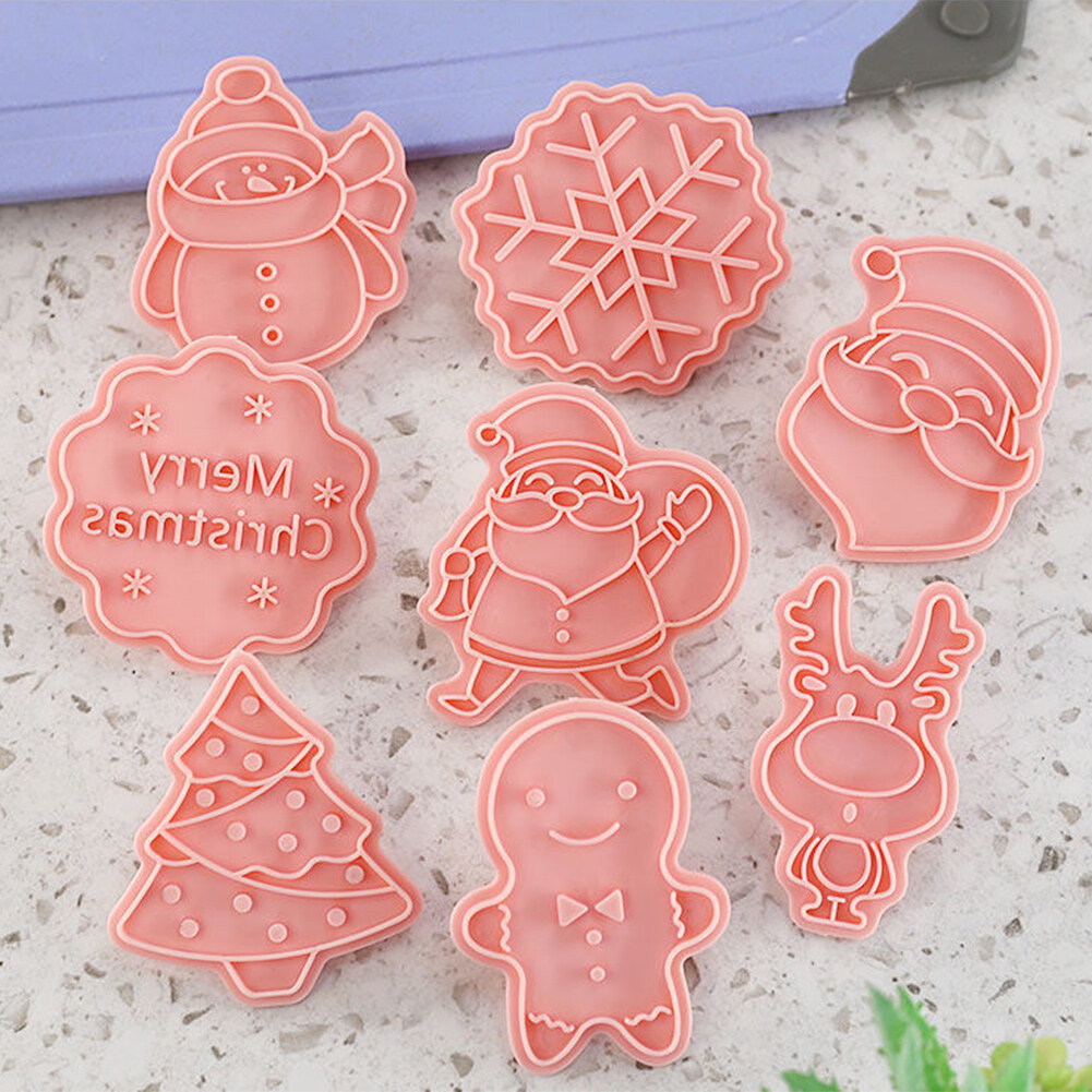 Gambar DIY Food Christmas Biscuit Mold 3D Pastry Decorating 4PCS Cookie Cutters Biscuit Mold Cutter