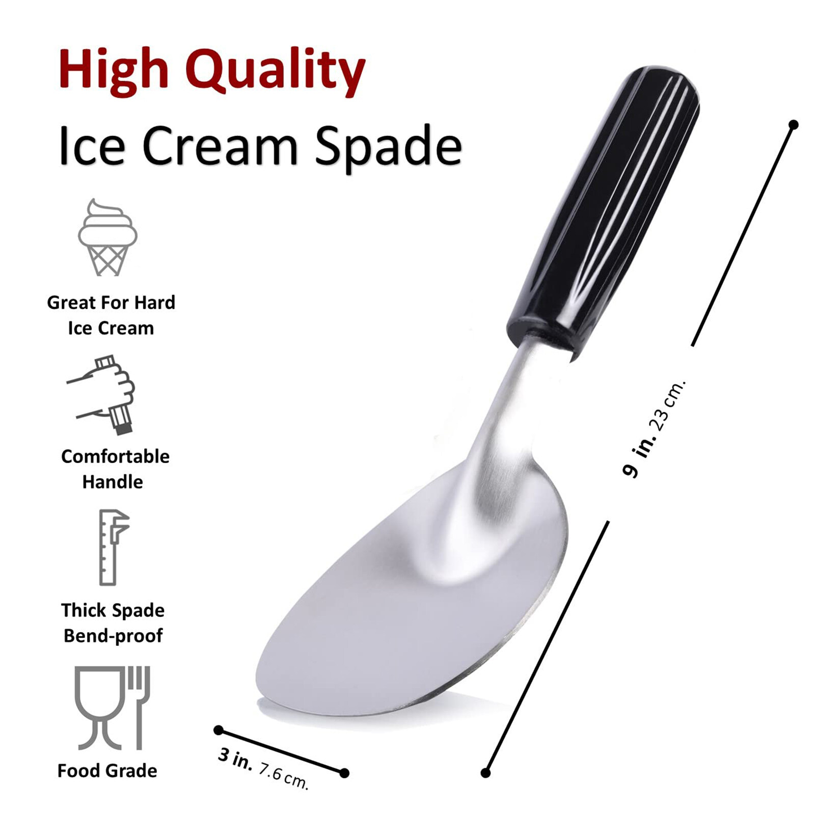 Ice Cream Scoop Stainless Steel Flat Ice Cream Spade Ice Cream Paddle For  Hard Freezed Creamy Ice Cream Dessert Spade Butter