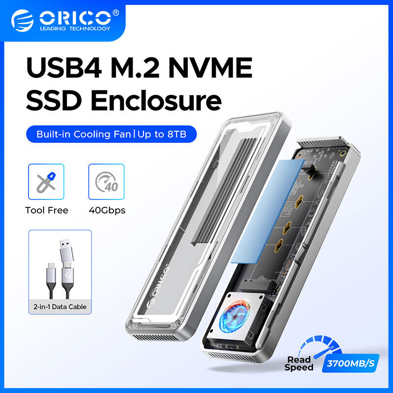 ORICO 40gbps usb4 M.2 SSD bao vây loại USB C 8TB với quạt tản nhiệt pcie4.0 NVMe bao vây nhôm tương