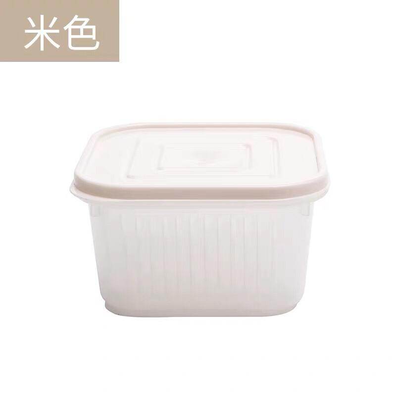 Gambar Drain Container SQUARE Double Layer Water Food Storage Stay Fresh Box For Garlic Spring Onion Scallions Drained Mushroom Cherry Tomato Fruits Kitchen Neatly Fridge Refrigerator Square Strainer