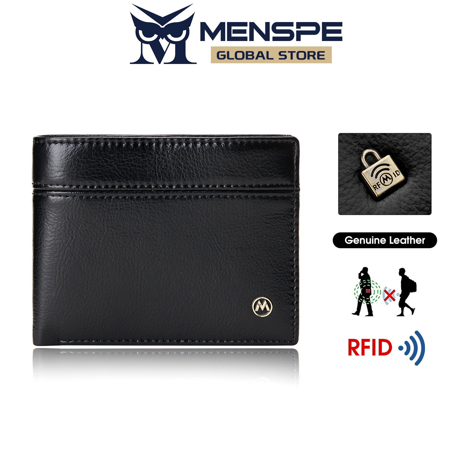 MENSPE Men Short Wallet RFID Block Wallet Plaid Retro Short Wallet Coin Wallets Soft Genuine Leather Wallet Multi-Card Position ID Credit Cards Holders Coin Bag Business Wallets