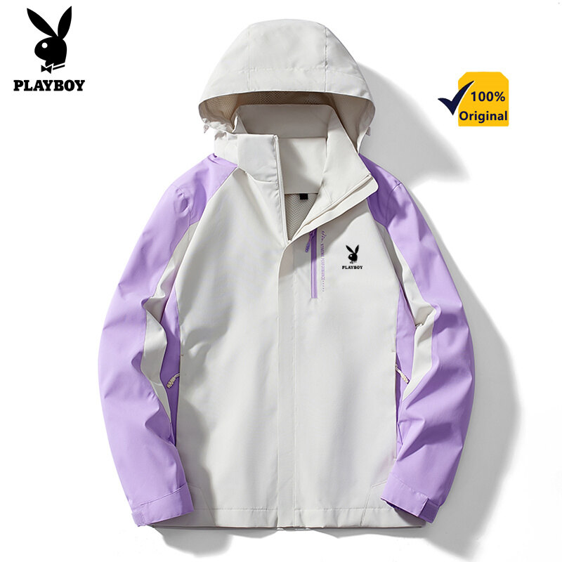 PLAYBOY Brand Spring and Autumn New Jacket Outdoor Single-layer Thin Mountaineering Clothes Windproof and Breathable Couple Windbreaker Jacket Casual Coat ราคา 686 บาท*ส่งฟรี