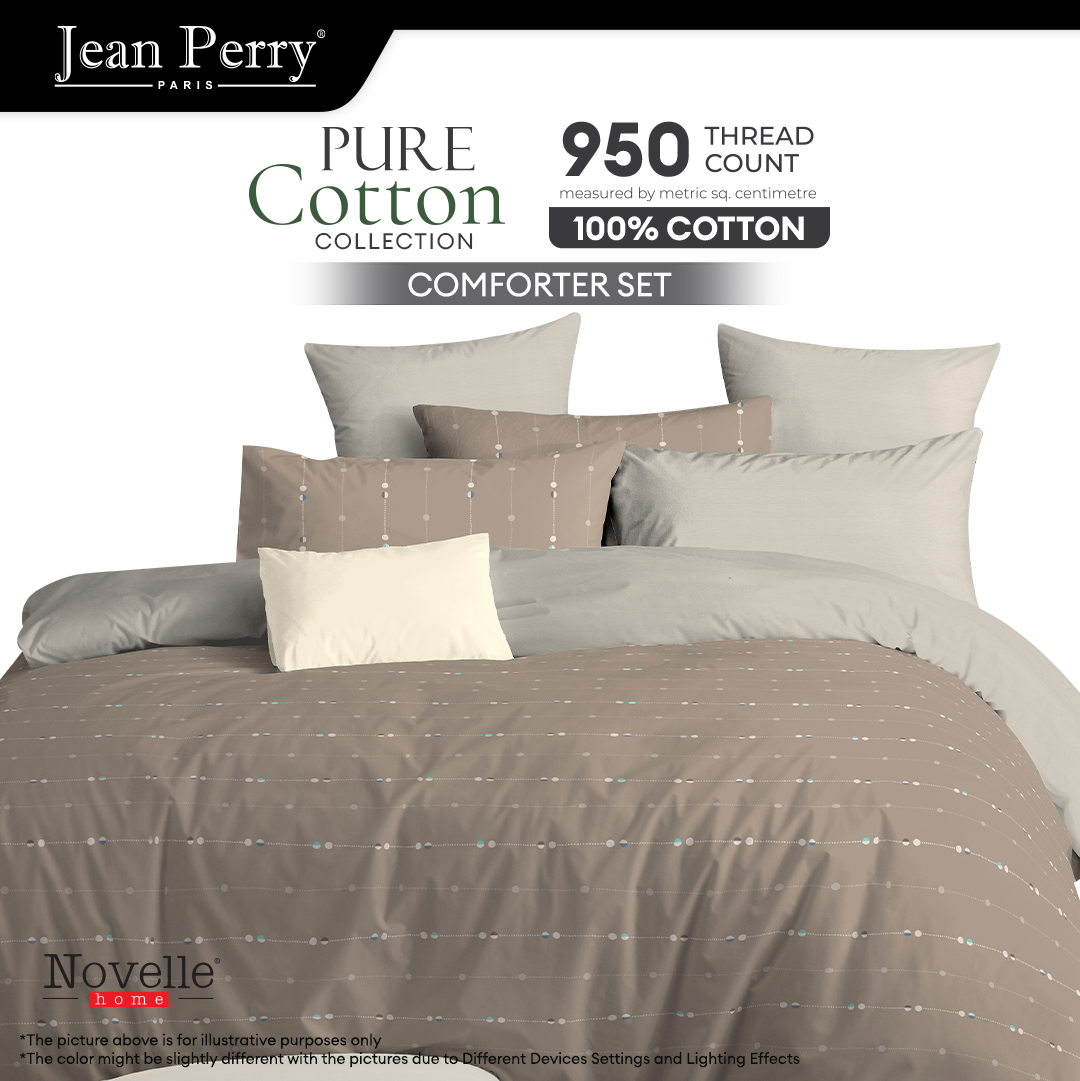 Jean Perry - Novelle Pure Cotton Comforter Set - 100% Cotton 950TC Soft & Breathable Bedding (Super Single / Queen / King)