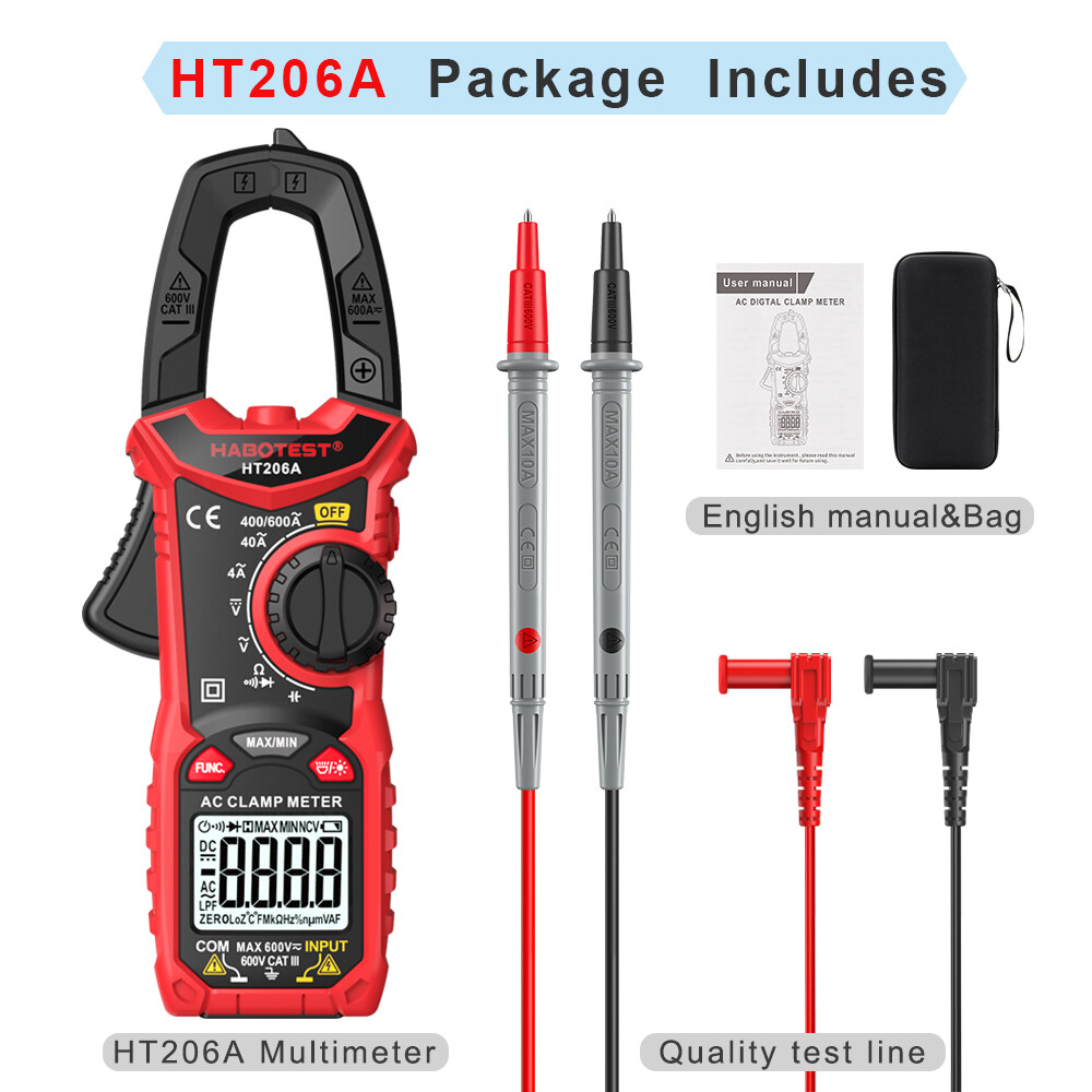Habotest ht206 kìm ampe kế ampe kế cl ampe kế máy kiểm tra ô tô ncv đa năng kế kỹ thuật số chuyên nghiệp 600a ac dc ampe kế