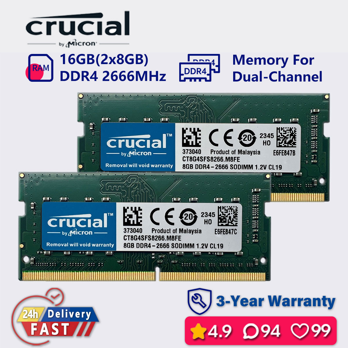 Ddr4 32Gb Sodimm 3200Mhz Non-Ecc Ram Module For Laptop/Mini Pc
