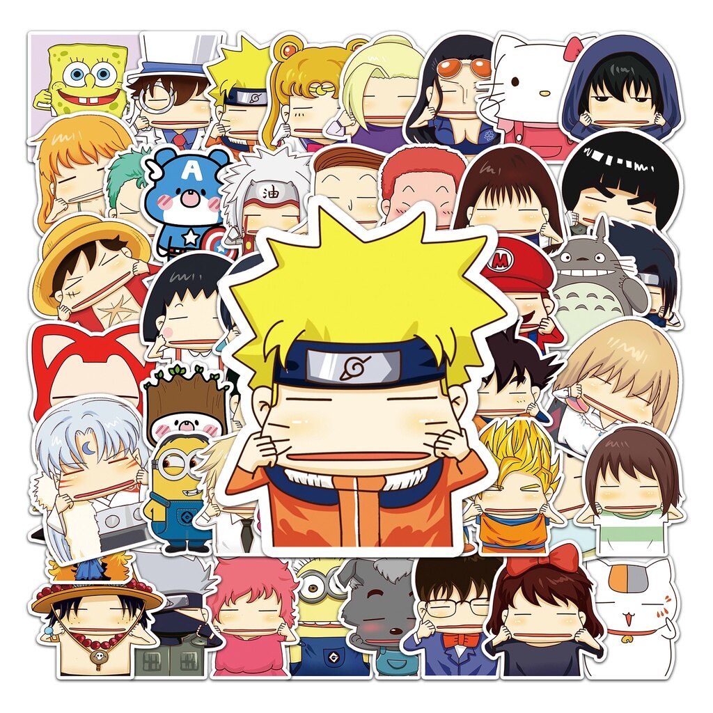 50Piece Funny Cartoon Characters Pulling Cheeks Fashion Waterproof Sticker Phones Laptop Skateboard Creative Sticker Graffiti Car Motor Sticker Gifts