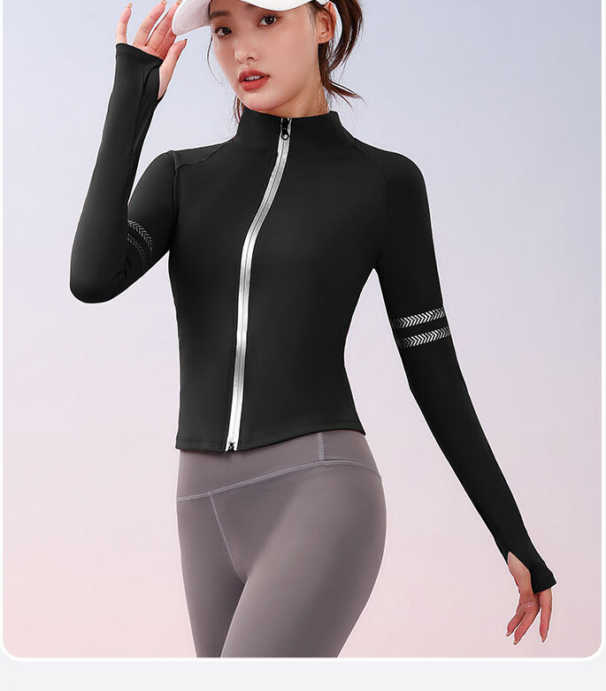 SUPERFLOWER Women's Running Fiess Sports Zipper Fast Drying Stand Collar Long Sleeve Tops Yoga Jackets_voghion.com