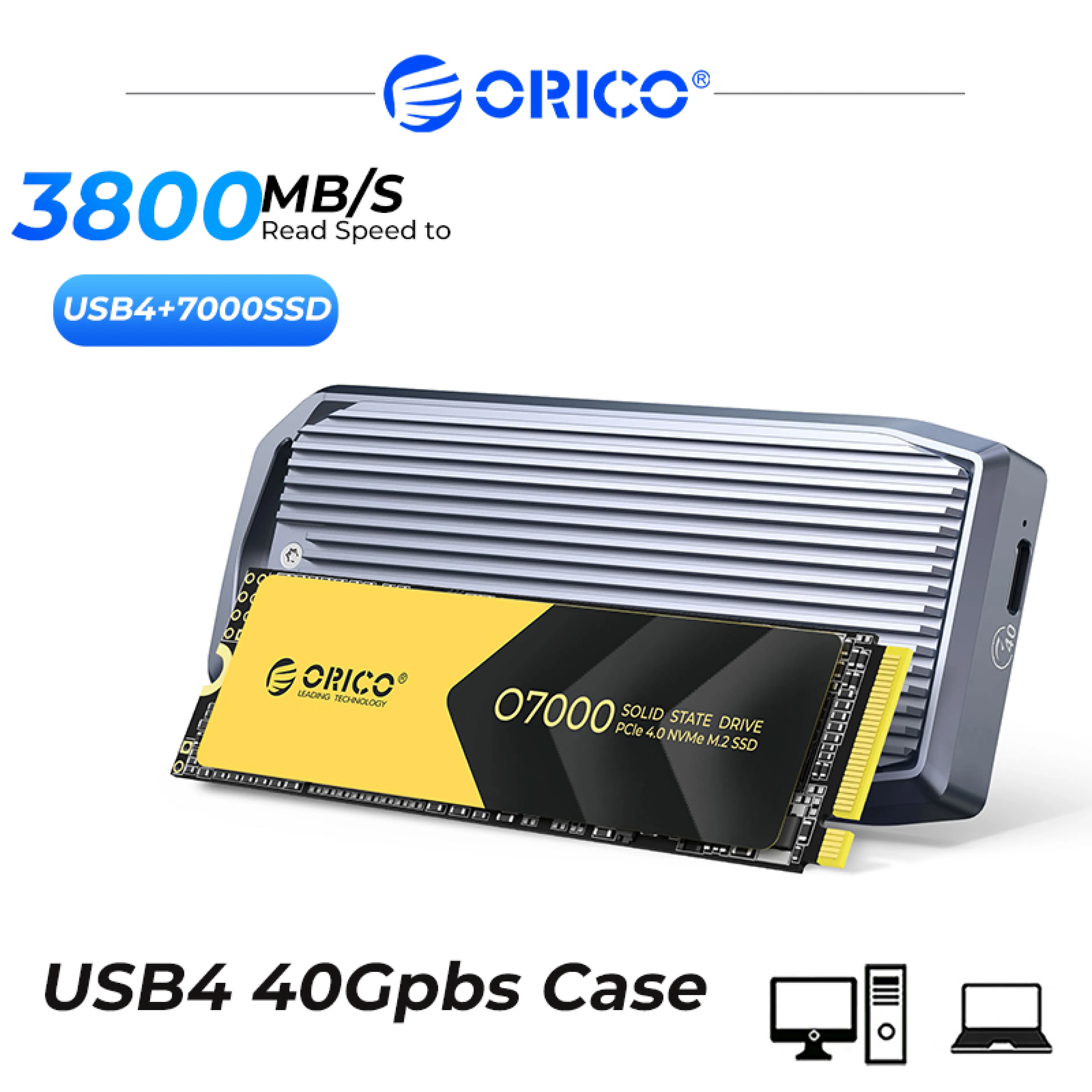 ORICO M2 SSD Case 40Gbps NVME Enclosure M.2 to USB 4.0 Type C 4.0 USB 3.0 SSD Adapter for NVME SSD Disk Box（M2V01）