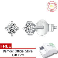 Bamoer 925 bạc Sterling đơn giản Vòng Moissanite khuyên nụ Cho Phụ Nữ Cổ Điển Engagement trang sức đám cưới tinh xảo Quà Tặng Mse038