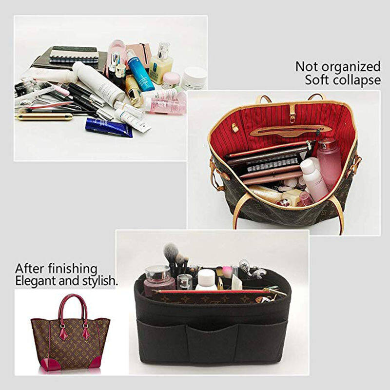 Cosmetic Bags with zipper,Make up Organizer Insert Bag For Handbag,Travel  Portable Felt Bag Inner Purse Fits in Speedy Neverfull | Lazada PH