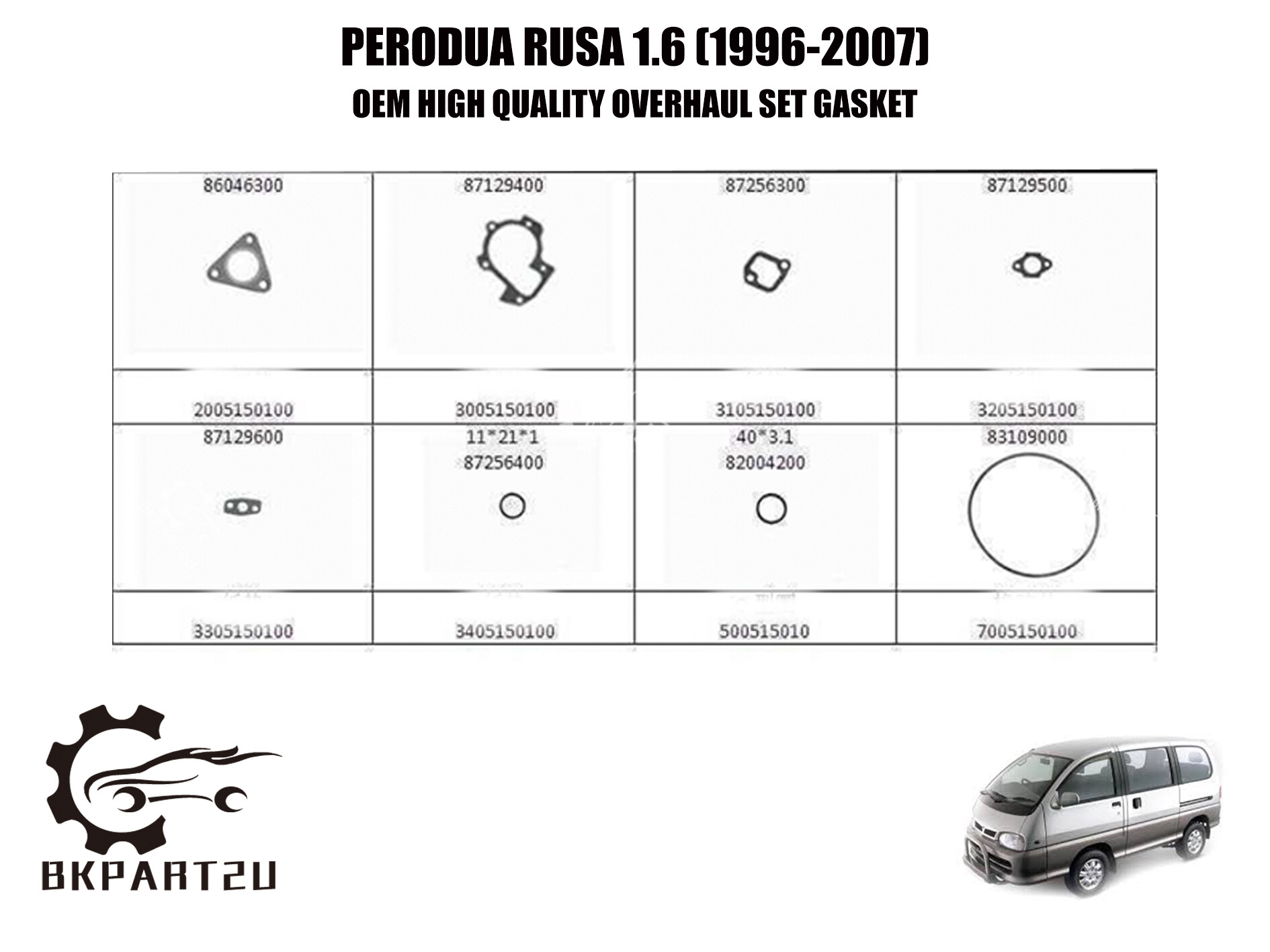 Perodua Rusa 1 6 1996 2007 Overhaul Set Gasket Made By Oem High Quality Engine Full Overhaul Gasket Kit Set Lazada