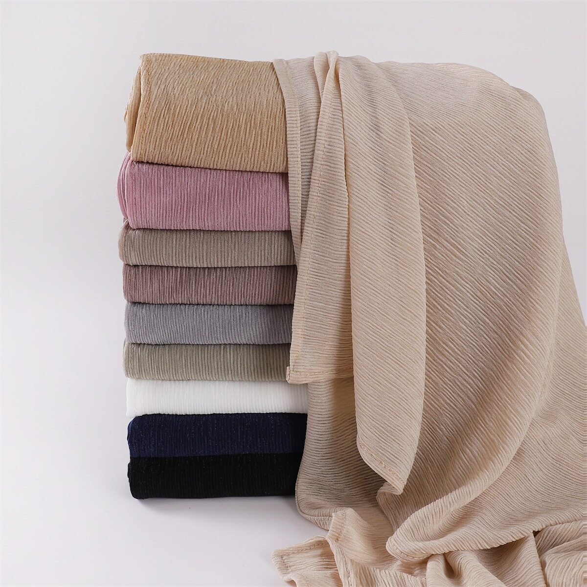 Jifang mềm đồng bằng xếp li Jersey Pashmina Khăn Choàng Khăn trùm đầu hijab hồi giáo khăn choàng headscarf SL191