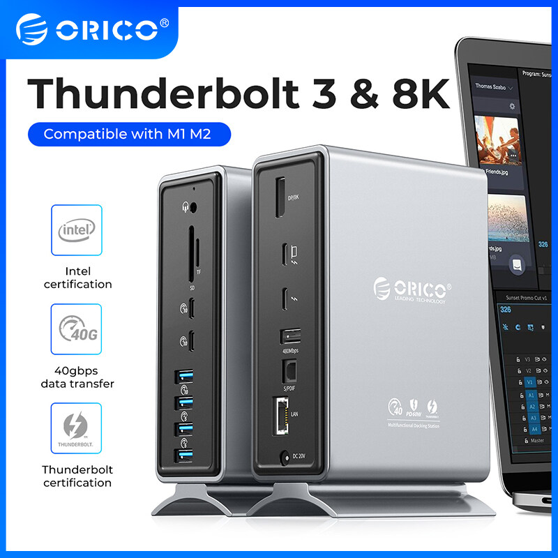 ORICO Bộ Sạc Thunderbolt 3 Bộ Chuyển Đổi Tương Thích Type C Sang HDMI Bộ Chia HUB 4K 60Hz USB 3.0 3.