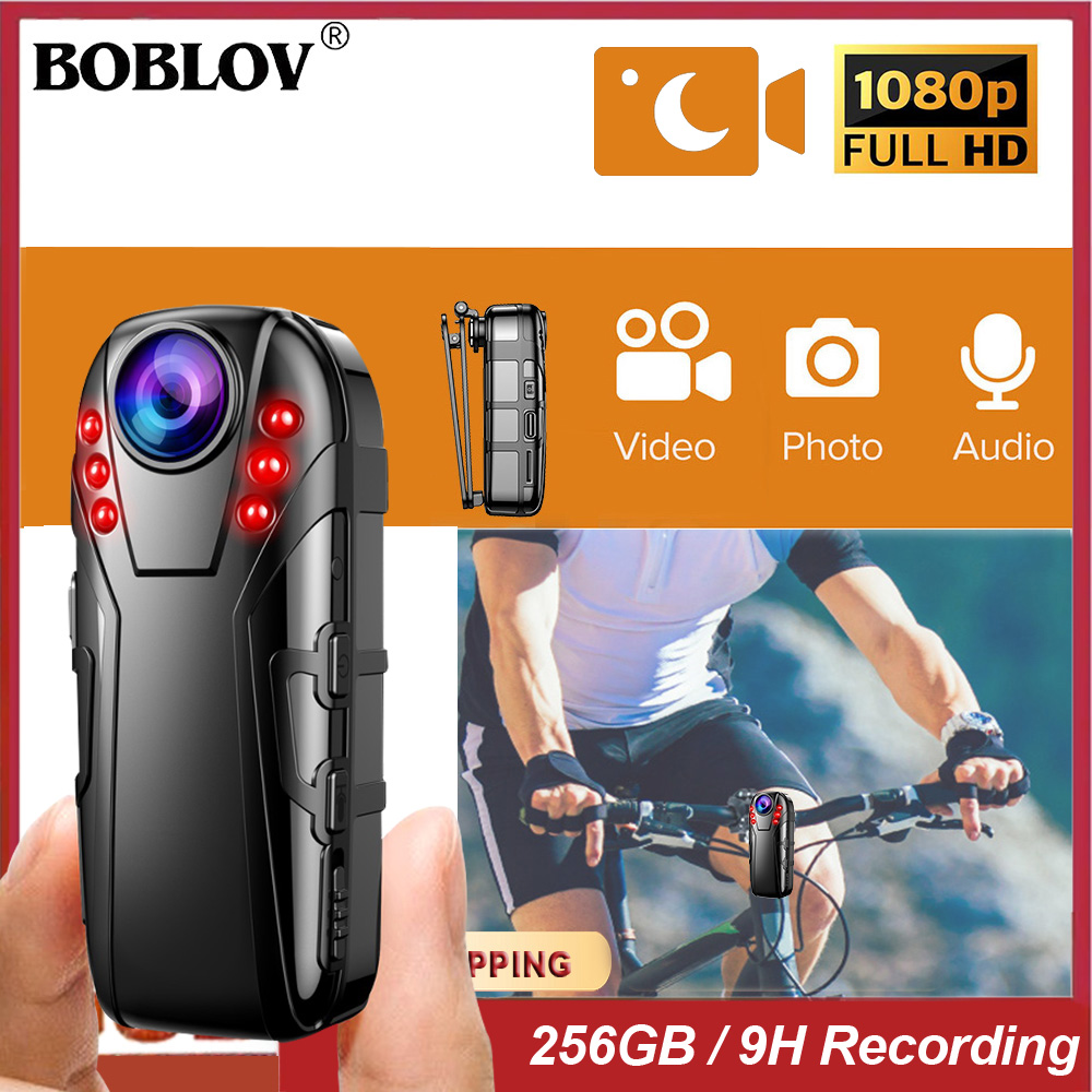 BOBLOV L02 Wearable Mini Body Camera HD 1080P With IR Night Vision Video Recorder Audio Camcorder Indoor Outdoor Security Mini 125° Wide Degree Dash Cam For Vlogging ราคา 988 บาท*ส่งฟรี