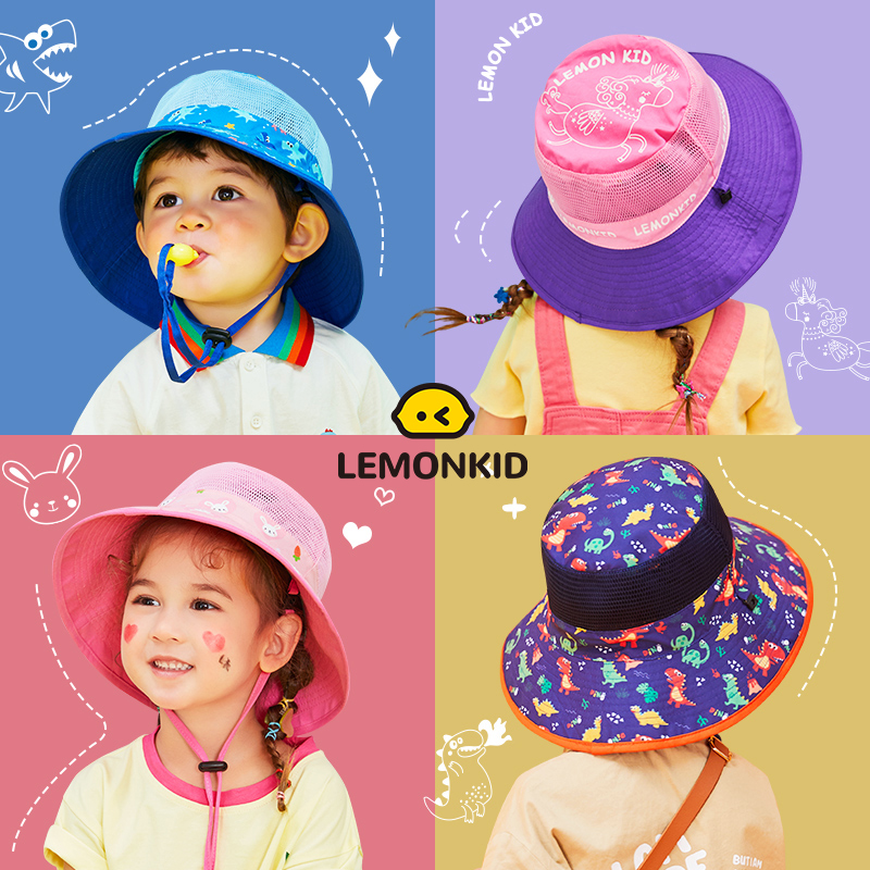 Lemonkid mũ ngư dân trẻ em mũ che nắng thời trang mùa hè hai mặt có mui xe upf 50+ cho trẻ em và người lớn lk2210016