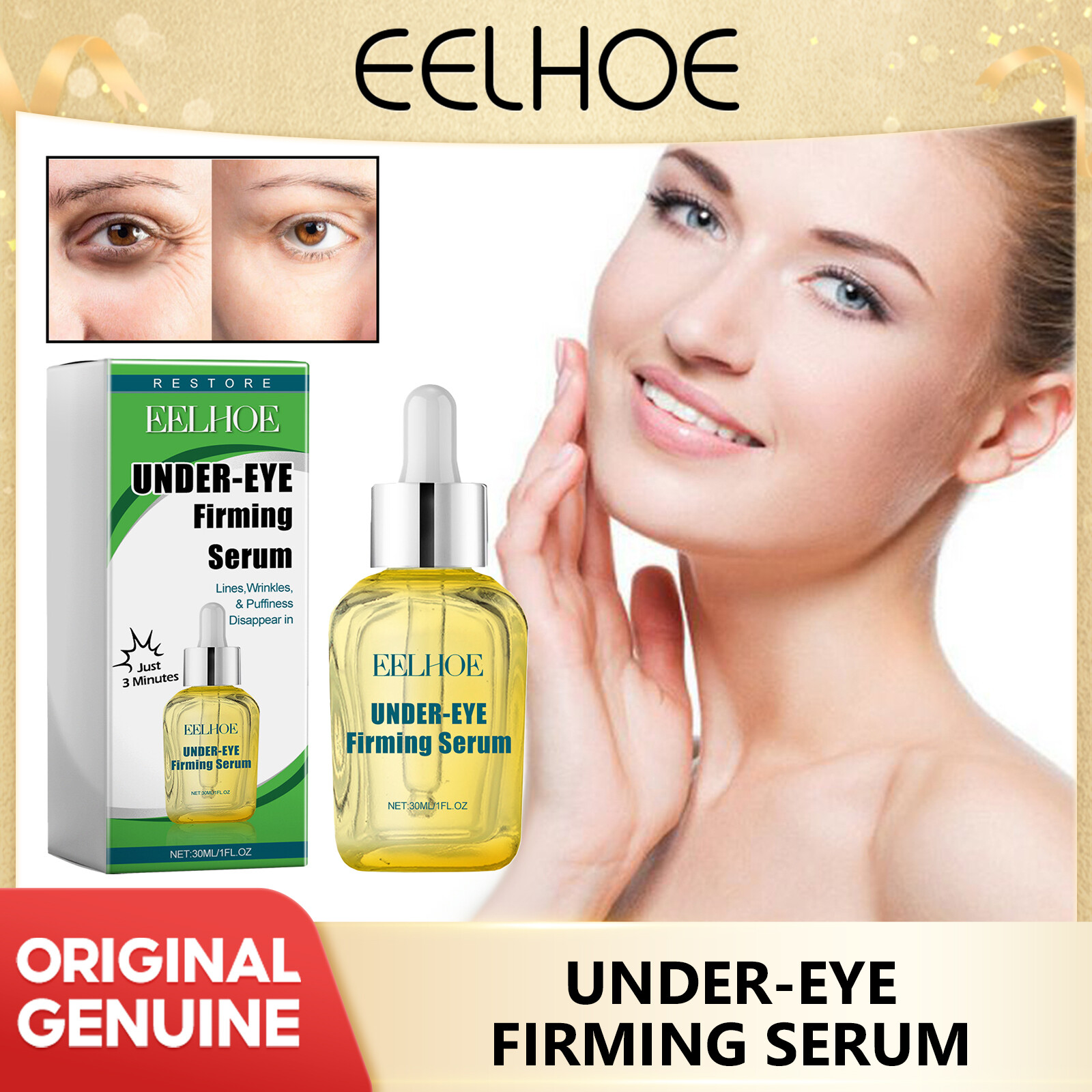 Eelhoe dưới mắt làm săn chắc Huyết thanh làm sáng quầng thâm mịn nếp nhăn dưỡng ẩm làm ẩm và thắt chặt da xung quanh mắt chăm sóc mắt 30ml