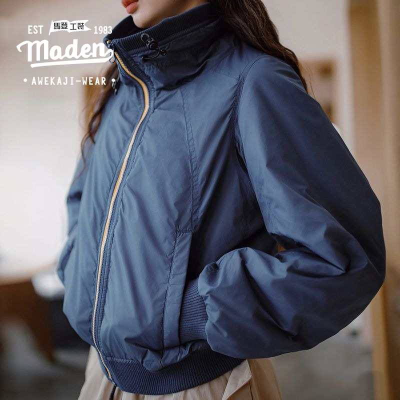 MADEN brand workwear style women's youth 2024 winter new college style ribbed stand up collar jacket American baseball jacket with cotton waist jacket versatile thick warm cotton jacket ราคา 4,762 บาท*ส่งฟรี