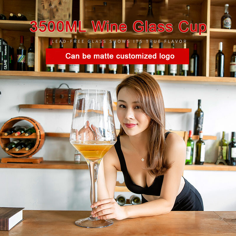 Gambar (Free logo engraving) 3800ML glass cup, extra large capacity water cup, heat resistant thickened cup, home bar decoration wine glass, party huge beer mug, creative birthday gift
